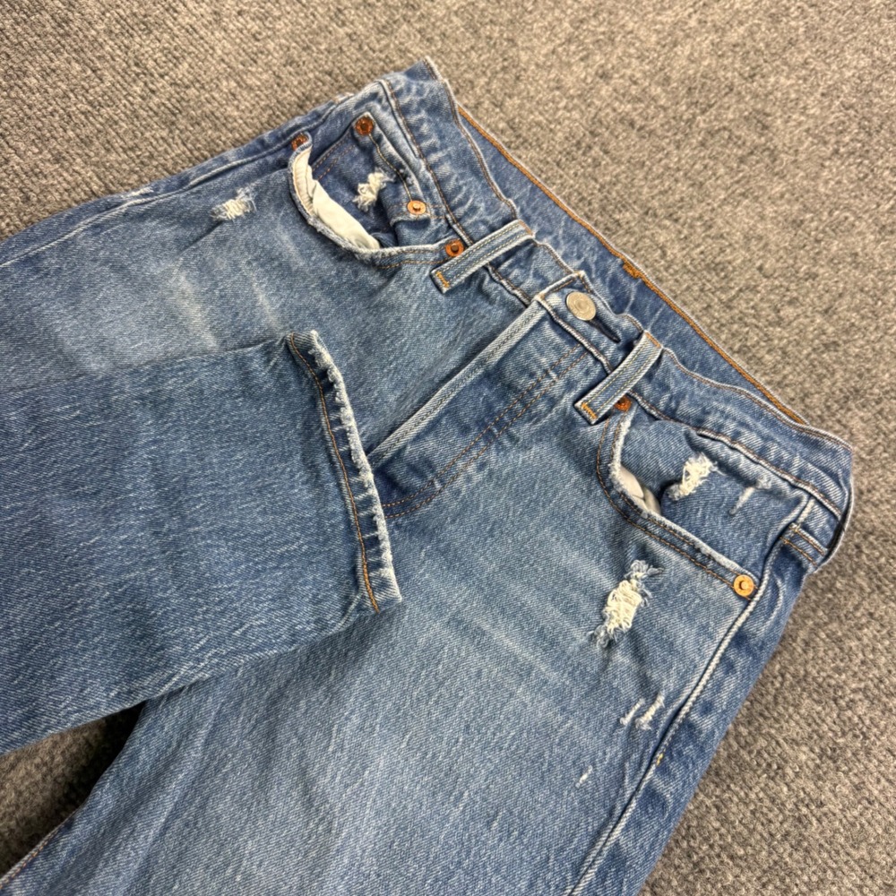 Levi's Wedgie Fit Jeans 26 Blue Distressed High Rise Button Fly Women's